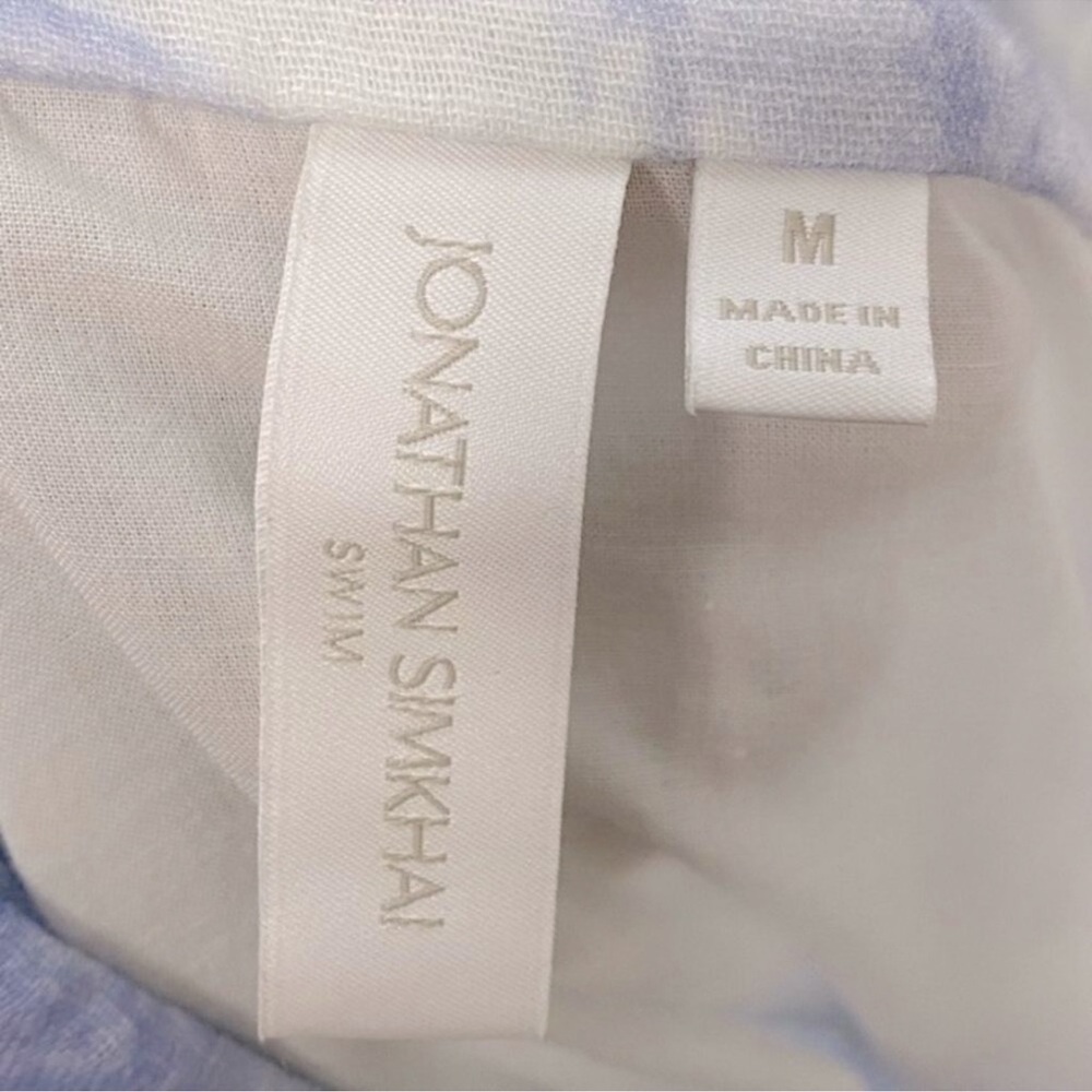 JONATHAN SIMKHAI Organic Cotton Blue & White Tiered Maxi Dress Flowy Sundress - Picture 14 of 14